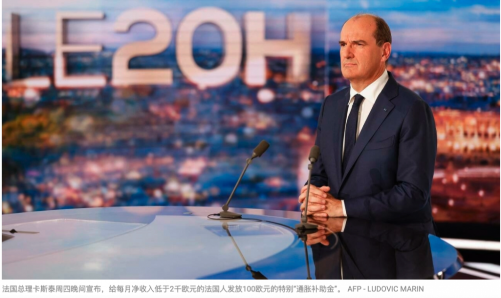 法国总理宣布发放100欧元“通胀补助金”，3800万法国人收益