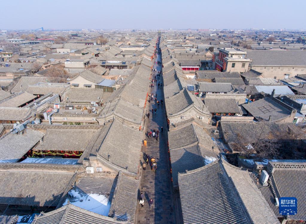 这是2月8日拍摄的平遥古城一角(无人机照片)。新华社记者 杨晨光 摄 article_img