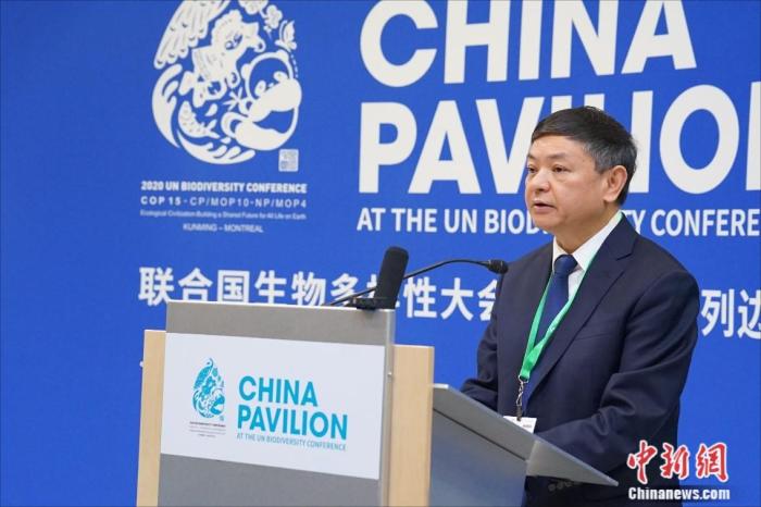 COP15主席、中国生态环境部部长黄润秋出席“坚持人与自然和谐共生 共建清洁美丽世界”主题边会并作主旨发言 尹灵摄