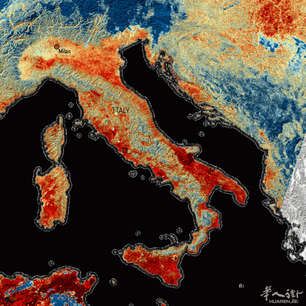Temperatura della superficie italiana tra il 9 e il 10 luglio 2023 - Agenzia Spa.gif Temperatura della superficie italiana tra il 9 e il 10 luglio 2023 - Agenzia Spa.gif